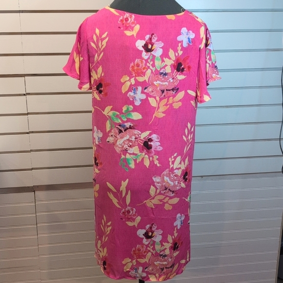 Lee Lee's Forest NYC Boutique Pink Floral Shift Dress with Cap Sleeves NWT Large - Picture 4 of 8